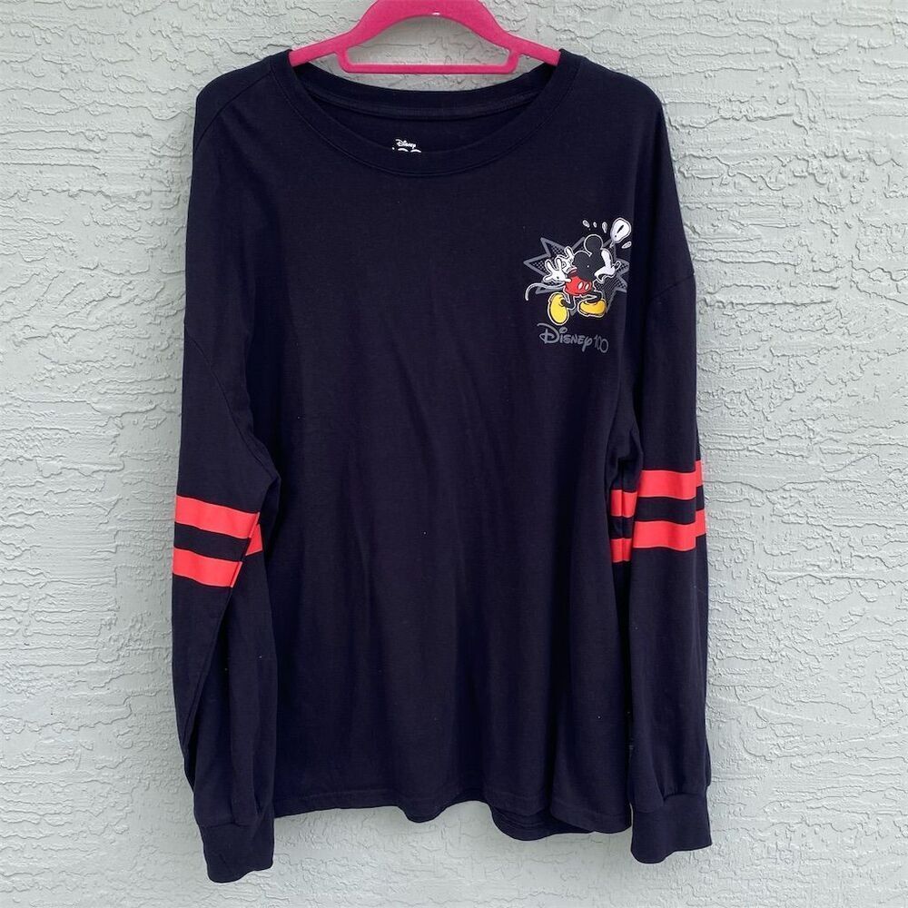 Disney 100 Mickey Mouse Long Sleeve T-Shirt Black Unisex 2XL Graphic Print